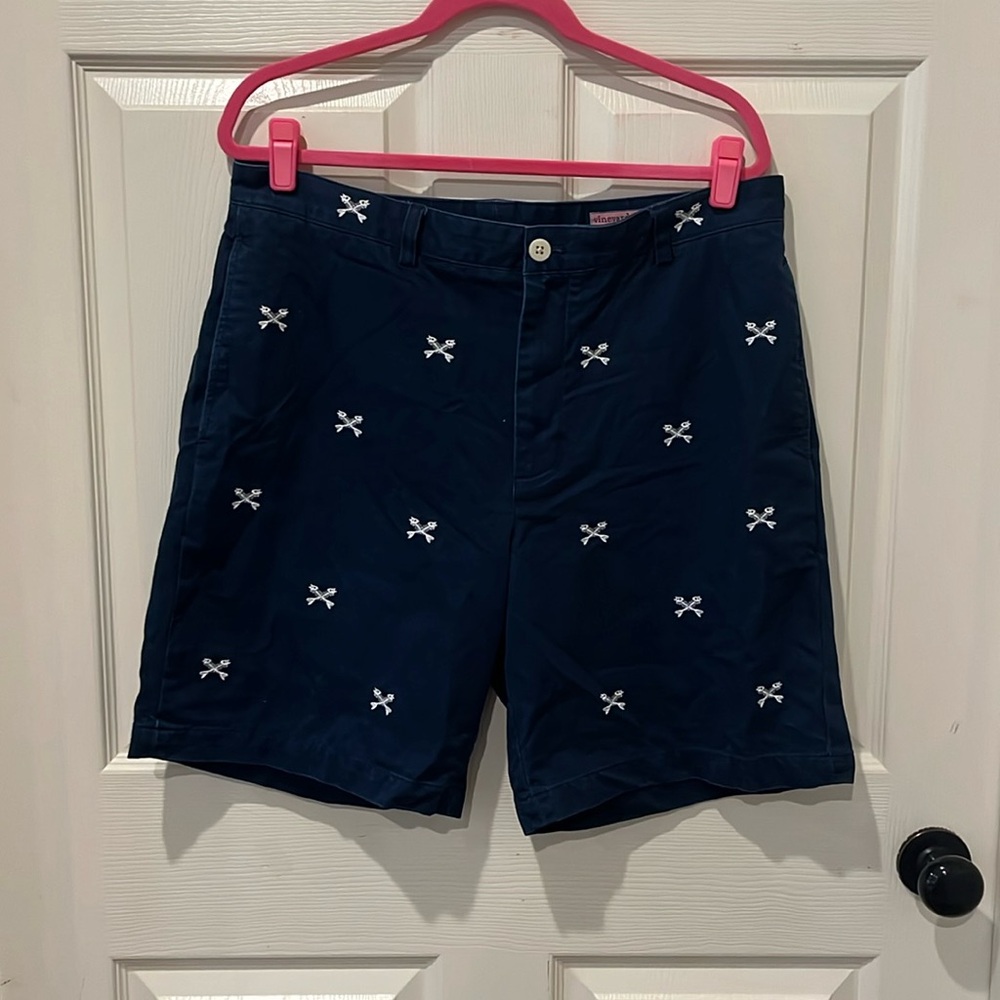 Vineyard Vines Dark Blue Shorts with White Embroidery
